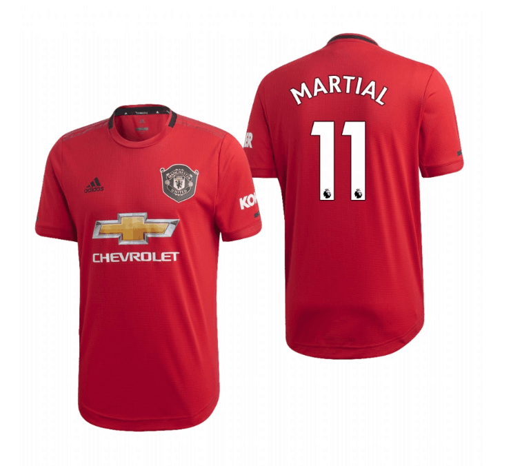 Men's Manchester United #11 Anthony Martial Red 2019 Soccer Club Home Official Jersey