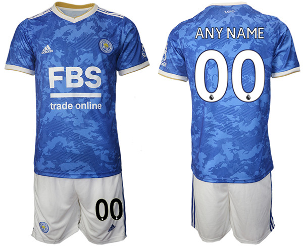 Men's Leicester City Custom Blue 2019-2020 Home Soccer Jersey with Shorts