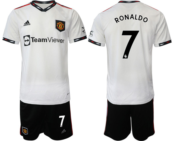 Men's Manchester United #7 Ranoldo White Away Soccer Jersey Suit
