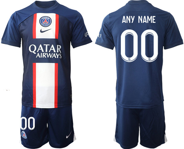 Men's Paris Saint-Germain Custom Navy 2023 Soccer Jersey with Shorts