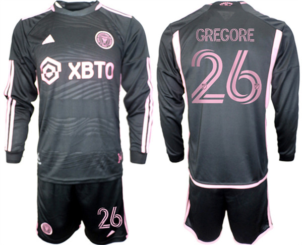 Men's Inter Miami CF #26 Gregore 2023/24 Black Away Soccer Jersey Suit