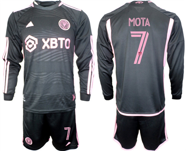 Men's Inter Miami CF #7 Mota 2023/24 Black Away Soccer Jersey Suit