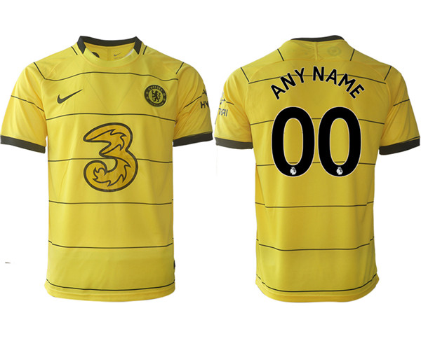 Men's Chelsea Custom 2021/22 Yellow Away Soccer Jersey