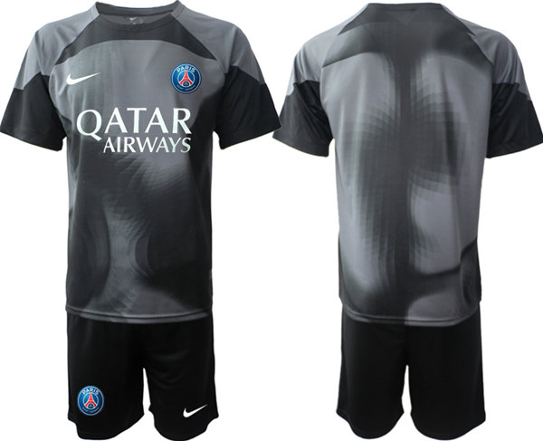 Men's Paris Saint-Germain Custom Black 2023 Soccer Jersey with Shorts