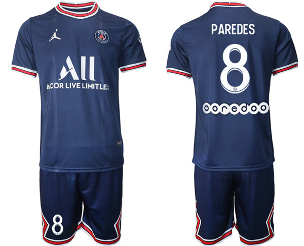 Men's Paris Saint-Germain #8 Paredes 2021/22 Blue Soccer Jersey
