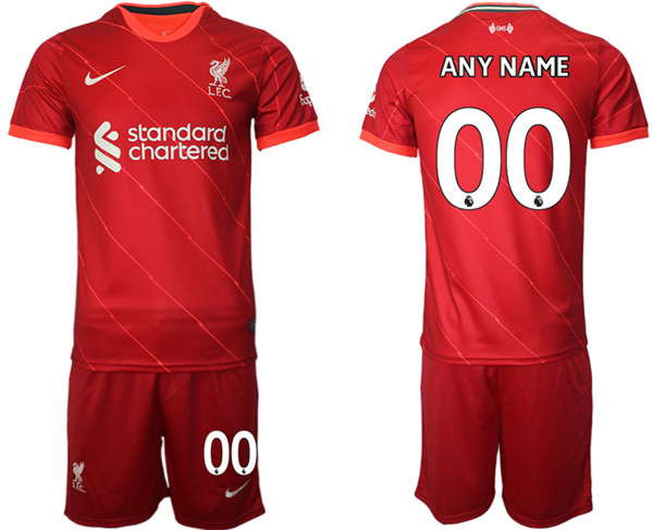 Men's Liverpool Custom 2021/22 Red Home Jersey with Shorts