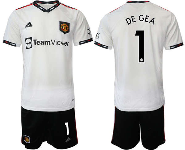 Men's Manchester United #1 Degea White Away Soccer Jersey Suit