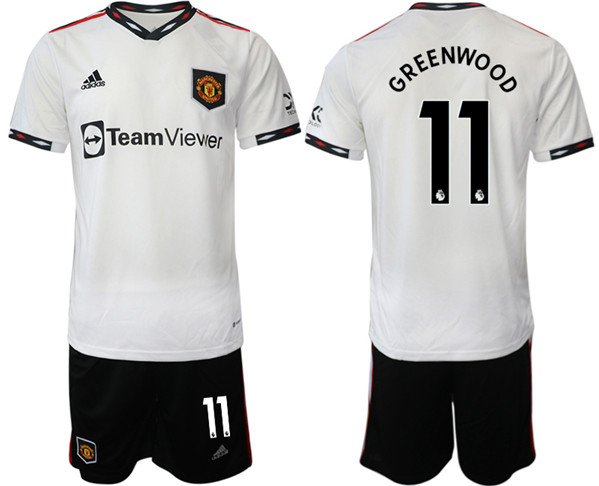 Men's Manchester United #11 Greenwoond White Away Soccer Jersey Suit