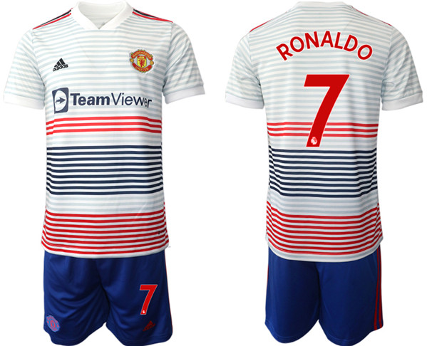 Men's Manchester United #7 Ranoldo 22/23 White Away Soccer Jersey Suit