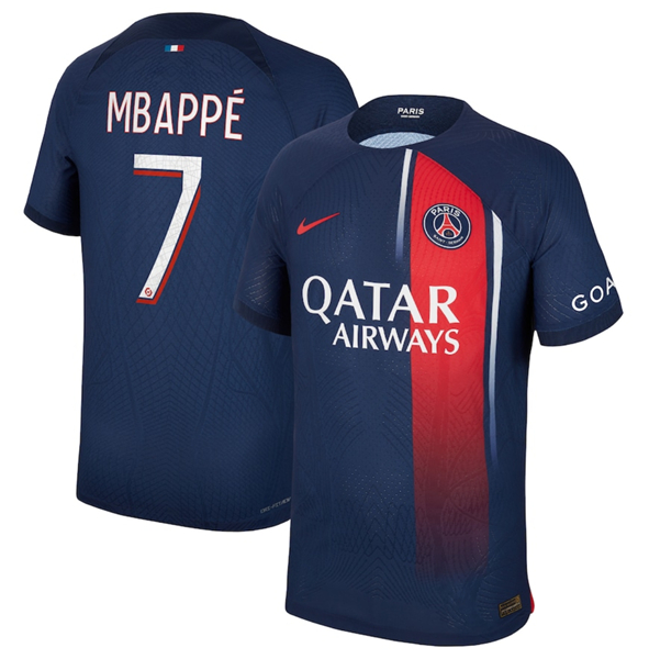 Men's Paris Saint-Germain #7 Mbappé Navy Soccer Jersey