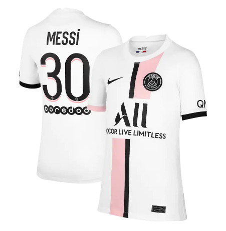 Men's Paris Saint-Germain #30 Lionel Messi 2021/22 White Away Breathe Stadium Soccer Jersey