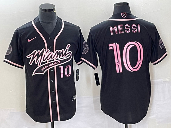 Men's Inter Miami CF #10 Lionel Messi Black Cool Base Stitched Jersey