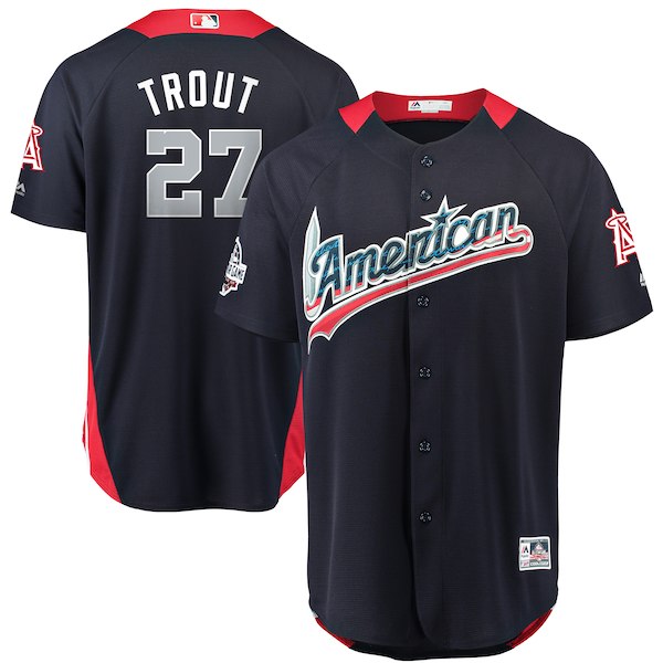 American League #27 Mike Trout Navy 2018 MLB All-Star Game Home Run Derby Jersey
