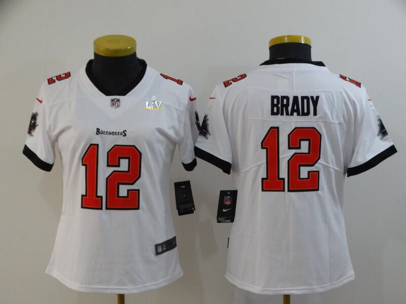 Women's Tampa Bay Buccaneers #12 Tom Brady White 2021 Super Bowl LV Limited Stitched NFL Jersey(Run Small)
