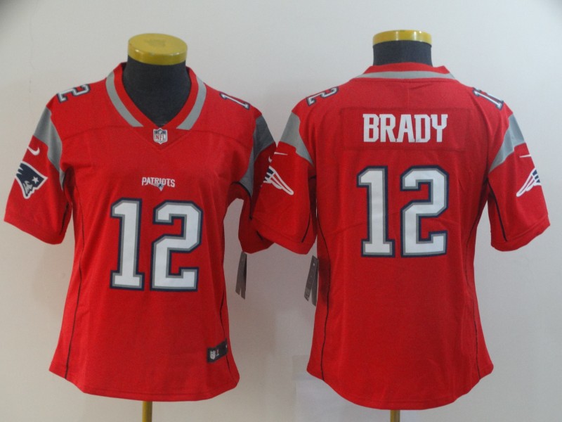 Women's New England Patriots #12 Tom Brady Red Inverted Legend Stitched NFL Jersey(Run Small)