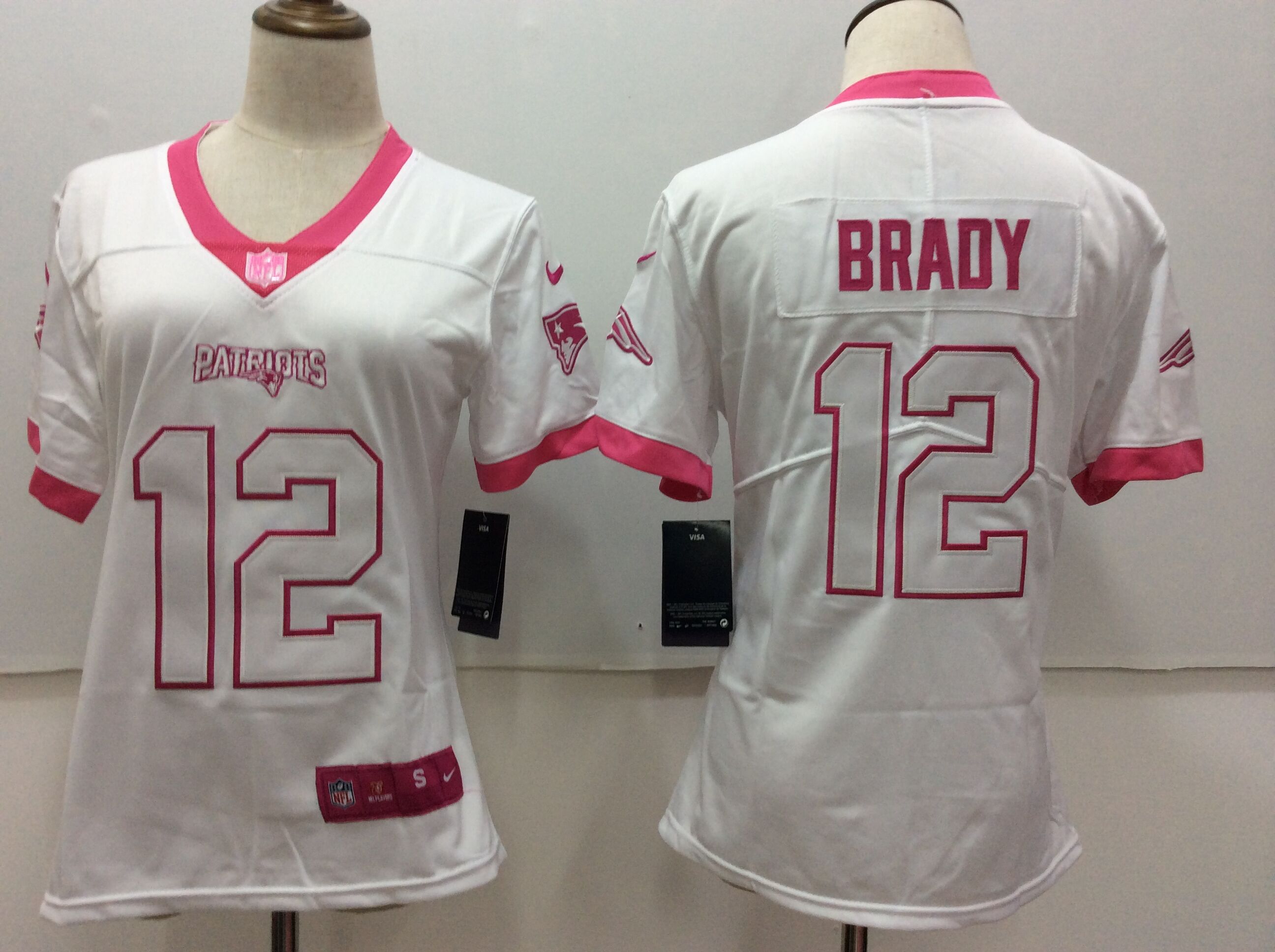 Women's Nike New England Patriots #12 Tom Brady White Pink Vapor Untouchable Player Limited Stitched NFL Jersey