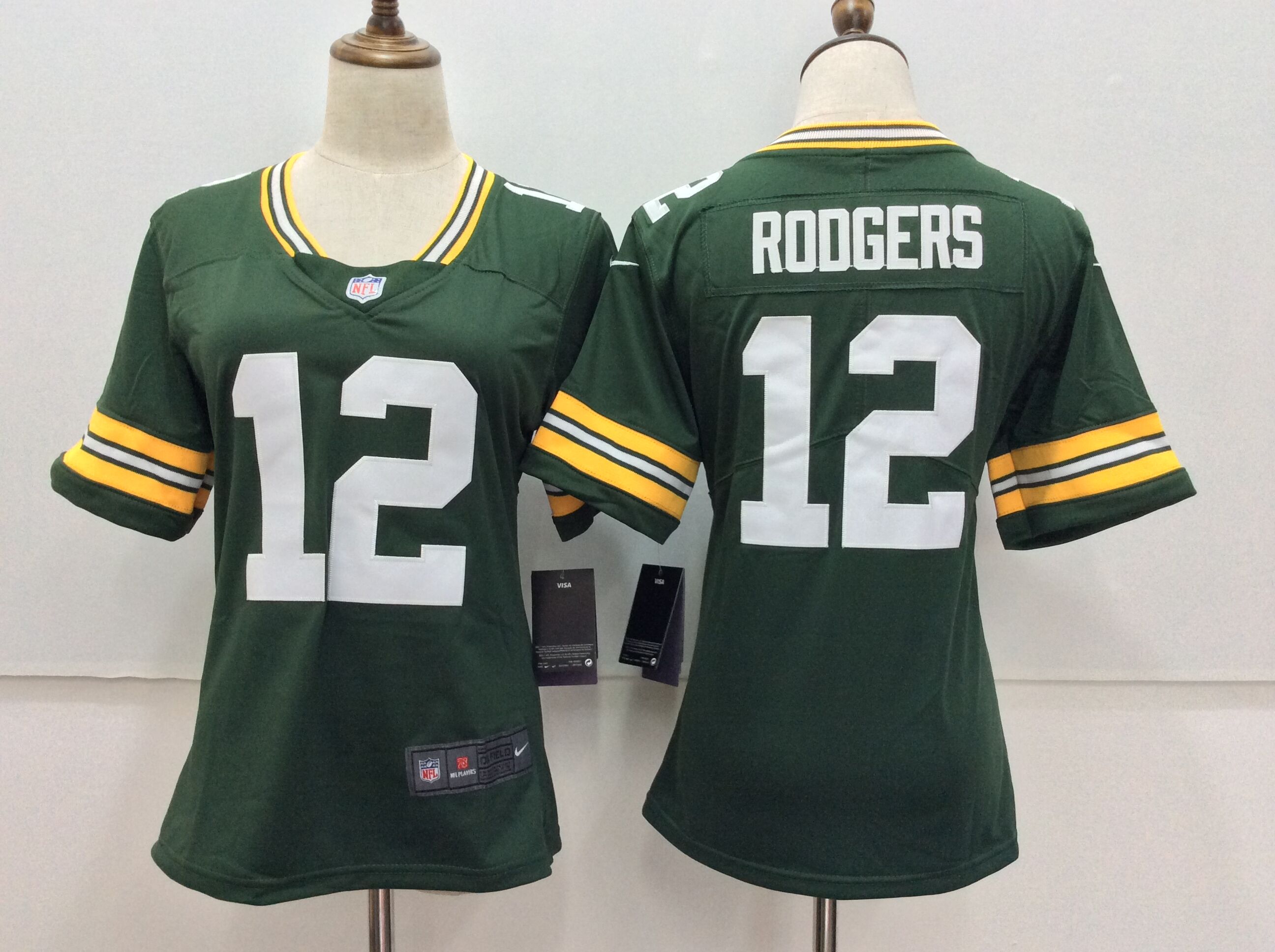 Women's Nike Green Bay Packers #12 Rodgers Green Limited Stitched Jersey(Run Small)