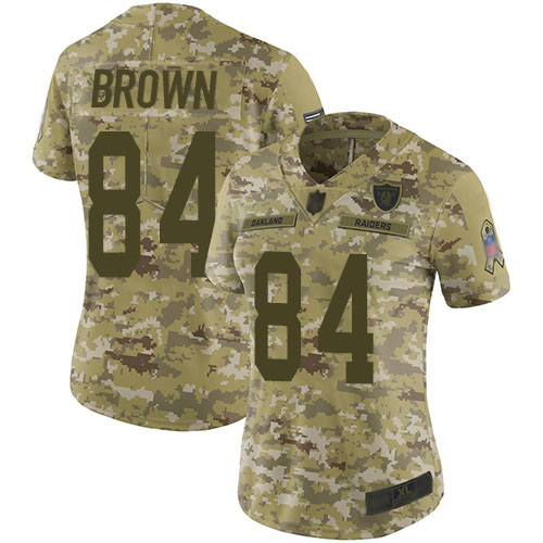 Women's Oakland Raiders #84 Antonio Brown Camo Salute To Service Limited Stitched NFL Jersey