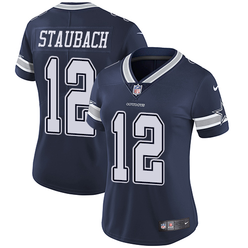 Women's Dallas Cowboys #12 Roger Staubach Navy Blue Vapor Untouchable Limited Stitched NFL Jersey
