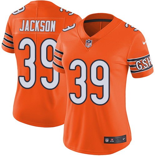 Women's Chicago Bears #39 Eddie Jackson Orange Vapor Untouchable Limited Stitched NFL Jersey(Run Small)