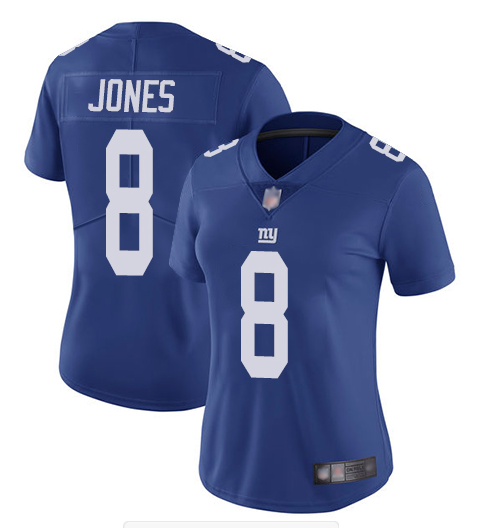 Women's New York Giants #8 Daniel Jones Blue Vapor Untouchable Limited Stitched NFL Jersey(Run Small)