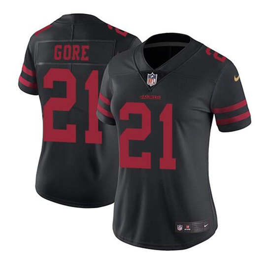 Women's San Francisco 49ers #21 Frank Gore Black Stitched Jersey(Run Small)
