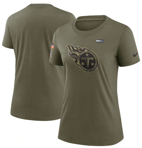 Women's Tennessee Titans Olive 2021 Salute To Service T-Shirt (Run Small)