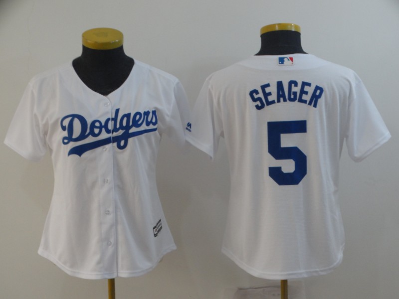 Women's Los Angeles Dodgers #5 Corey Seager White Cool Base Stitched MLB Jersey(Run Small)