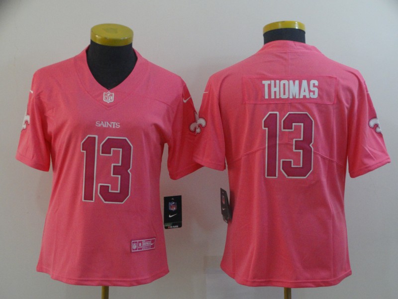 Women's New Orleans Saints #13 Michael Thomas Pink Vapor Untouchable Limited Stitched NFL Jersey(Run Small）