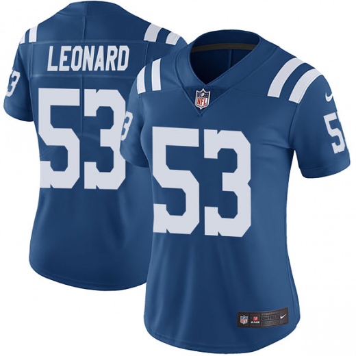Women's Indianapolis Colts #53 Darius Leonard Blue Vapor Untouchable Limited Stitched NFL Jersey(Run Small)