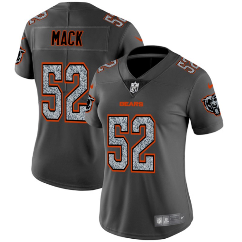 Women's Chicago Bears #52 Khalil Mack 2019 Gray Fashion Static Limited Stitched NFL Jersey(Run Smal)