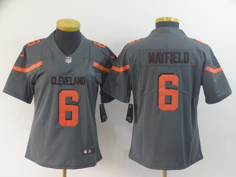 Women's Cleveland Browns #6 Baker Mayfield Gray Inverted Legend Stitched NFL Jersey(Run Small)