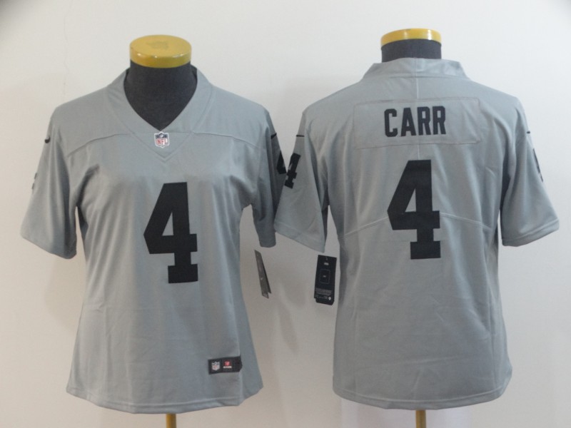 Women's Oakland Raiders #4 Derek Carr 2019 Gary Inverted Legend Stitched NFL Jersey(Run Small)