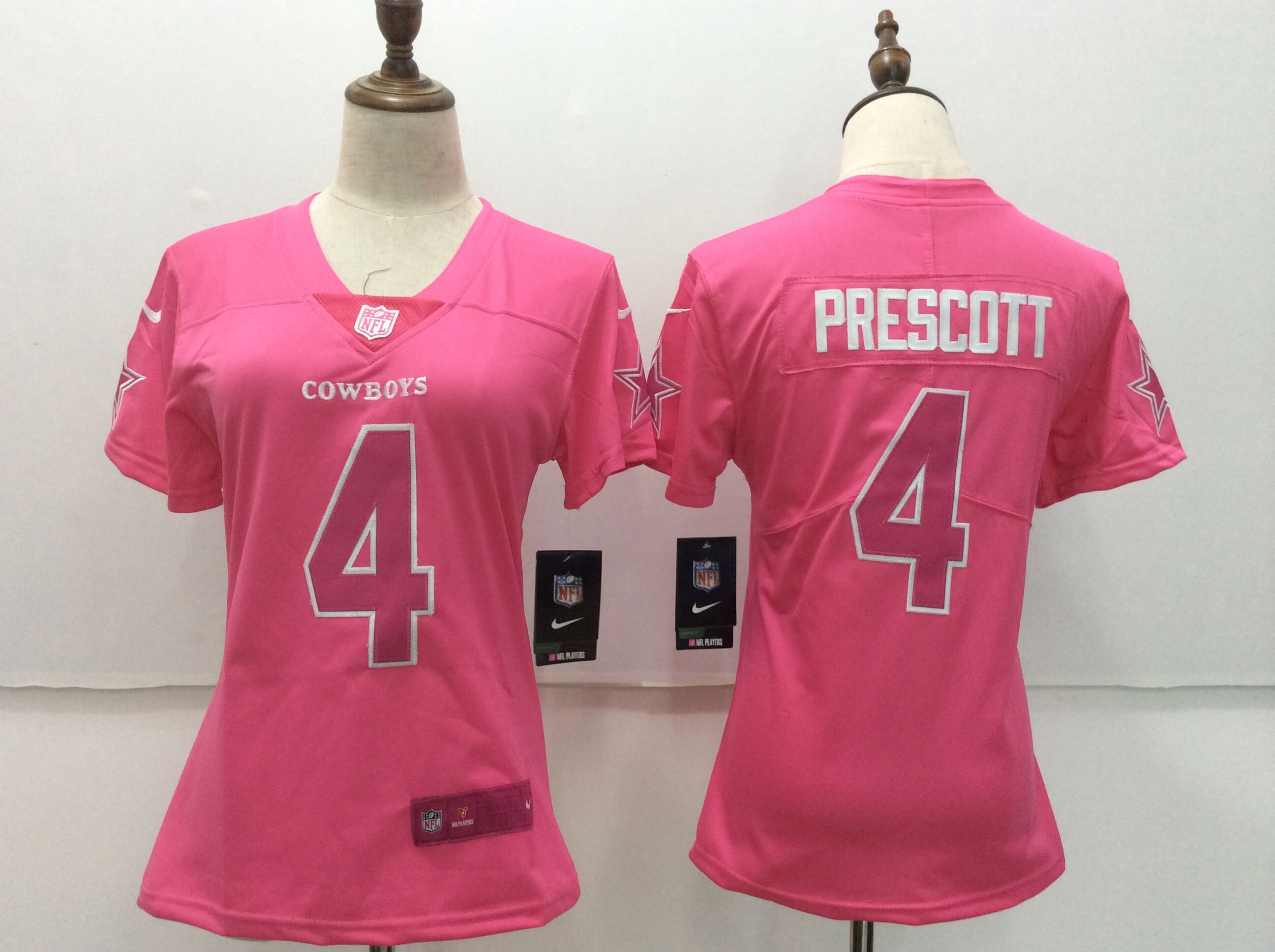 Women's Nike Dallas Cowboys #4 Dak Prescott Pink Stitched NFL Limited