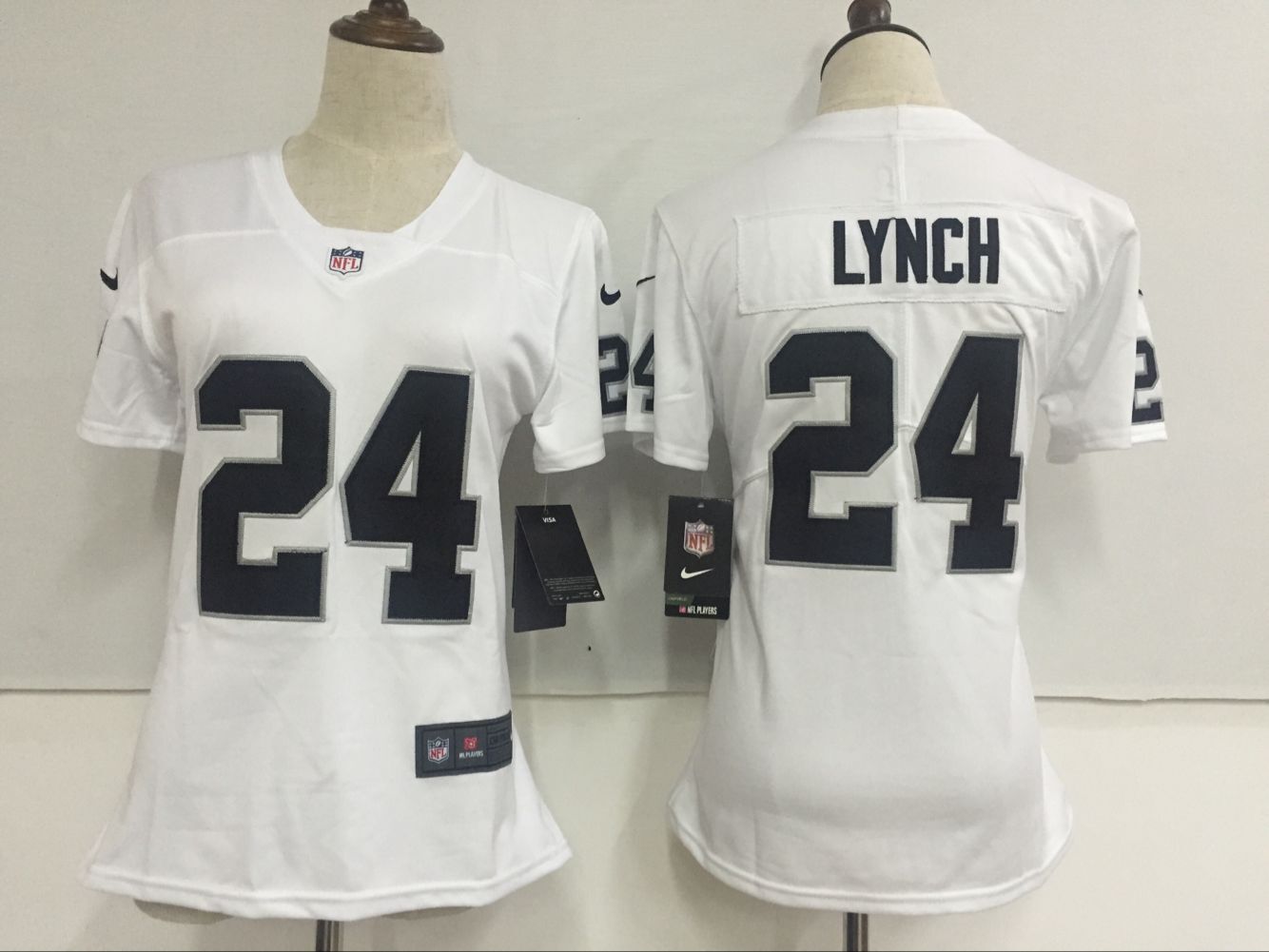 Women's Nike Oakland Raiders #24 Marshawn Lynch White Stitched NFL Vapor Untouchable Limited Jersey