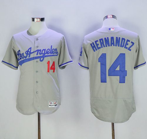 Women's Los Angeles Dodgers #14 Enrique Hernandez Grey Flexbase Stitched MLB Jersey(Run Small)