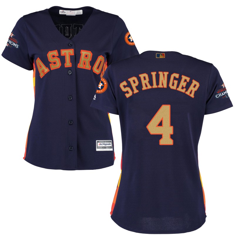 Women's Houston Astros #4 George Springer Navy 2018 Gold Program Cool Base Stitched MLB Jersey