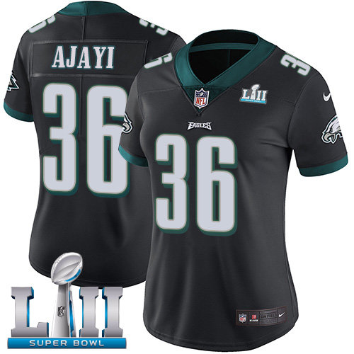 Women's Philadelphia Eagles # 36 Jay Ajayi Black Super Bowl LII Bound Patch Game Event Stitched NFL Jersey