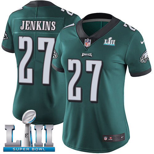 Women's Philadelphia Eagles #27 Malcolm Jenkins Green Super Bowl LII Bound Patch Game Event Stitched NFL Jersey