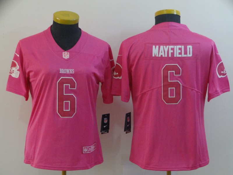 Women's Cleveland Browns #6 Baker Mayfield Pink Vapor Untouchable Limited Stitched NFL Jersey(Run Small)