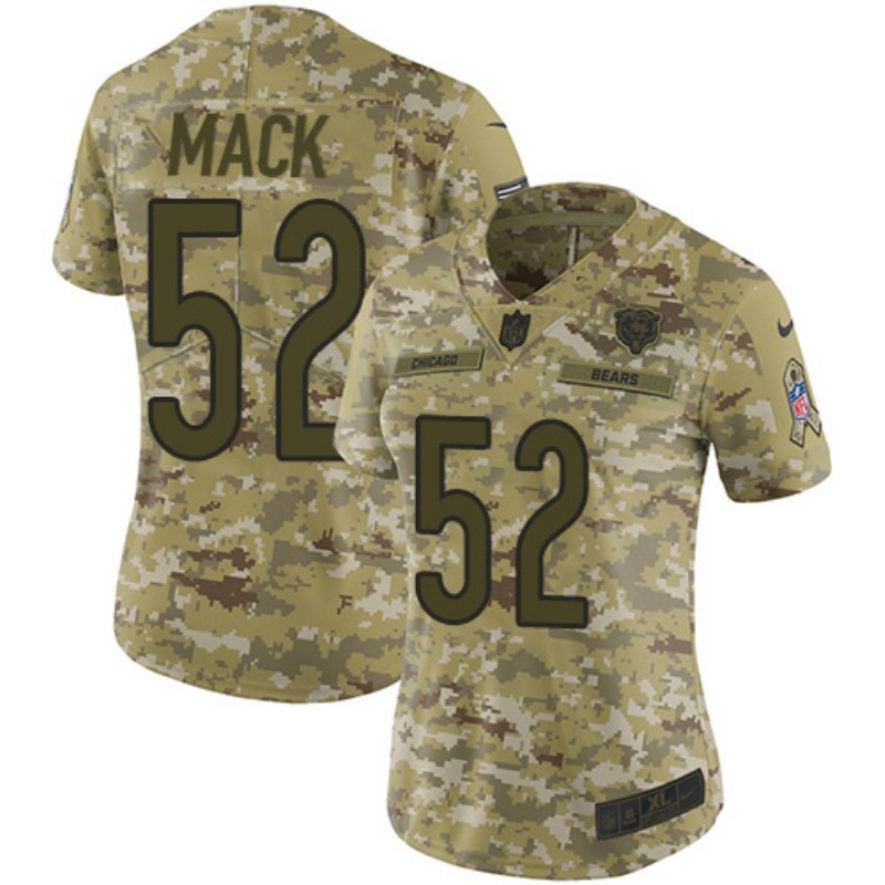 Women's Chicago Bears #52 Khalil Mack 2018 Camo Salute To Service Limited Stitched NFL Jersey