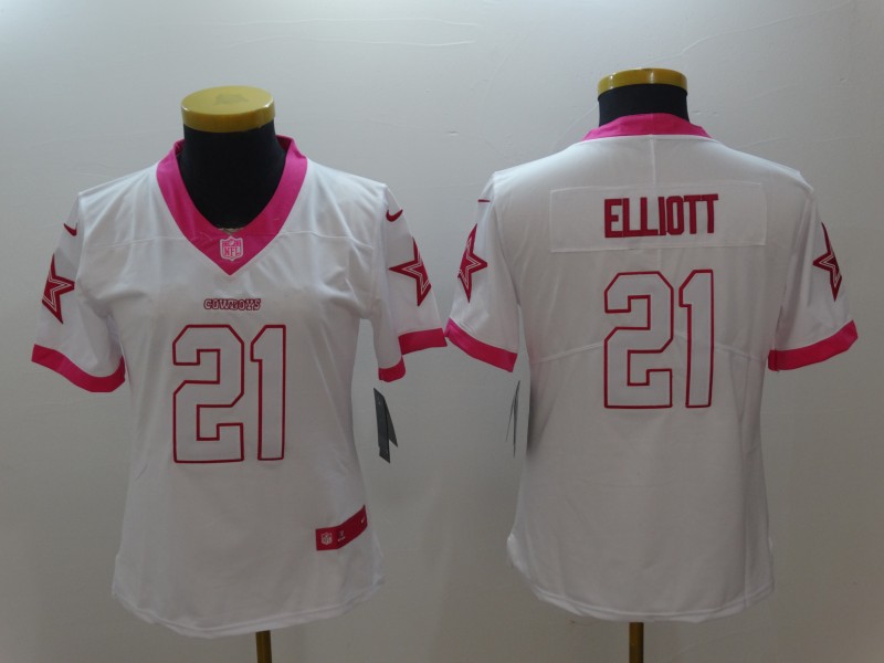 Women's Dallas Cowboys #21 Ezekiel Elliott White Vapor Untouchable Limited Stitched NFL Jersey