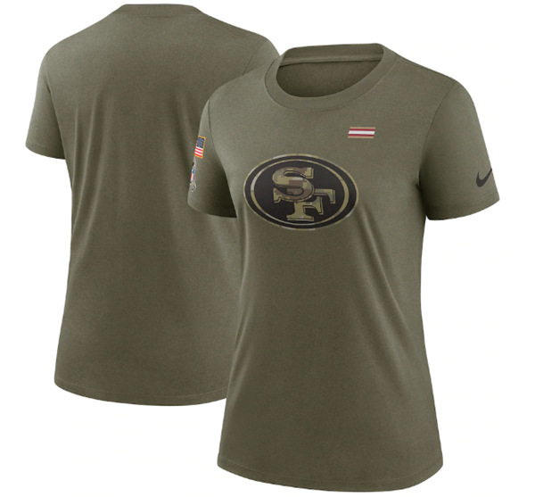 Women's San Francisco 49ers 2021 Olive Salute To Service Football T-Shirt