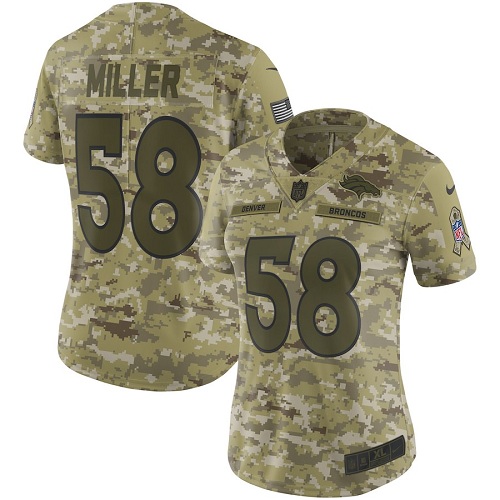 Women's Denver Broncos #58 Von Miller 2018 Camo Salute To Service Limited Stitched NFL Jersey