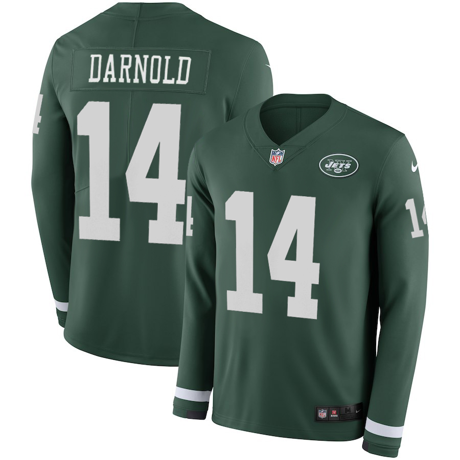 Women's Jets #14 Sam Darnold Green Therma Long Sleeve Stitched NFL Jersey