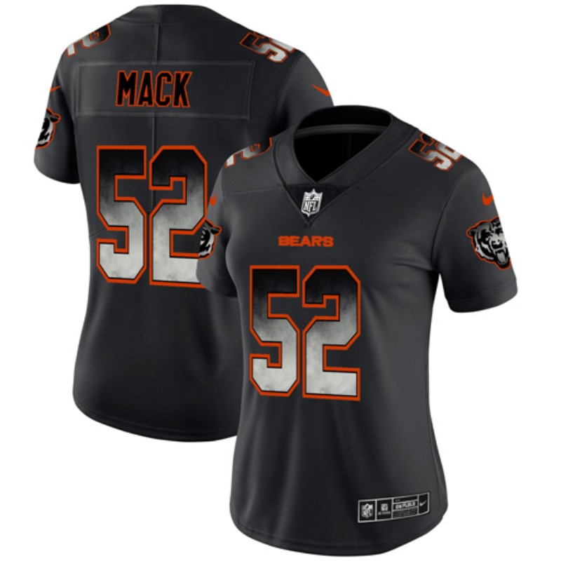 Women's Chicago Bears #52 Khalil Mack 2019 Black Smoke Fashion Limited Stitched NFL Jersey(Run Smal)