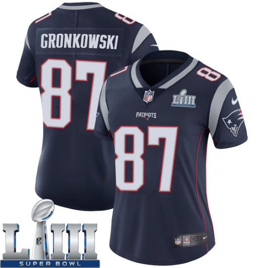 Women's New England Patriots #87 Rob Gronkowski Navy Blue Super Bowl LIII Vapor Untouchable Limited Stitched NFL Jersey ( Run Small )