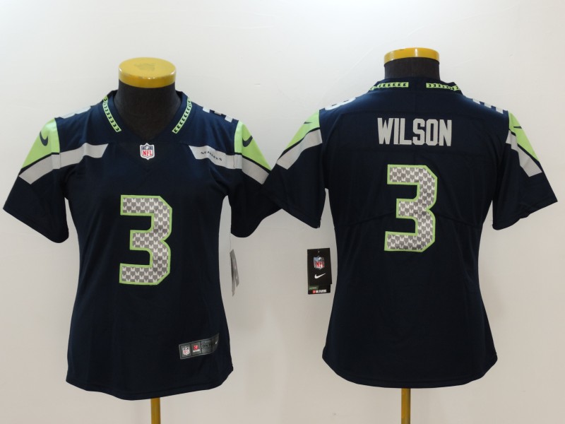 Women's Seattle Seahawks #3 Russell Wilson Blue Vapor Untouchable Limited Stitched NFL Jersey
