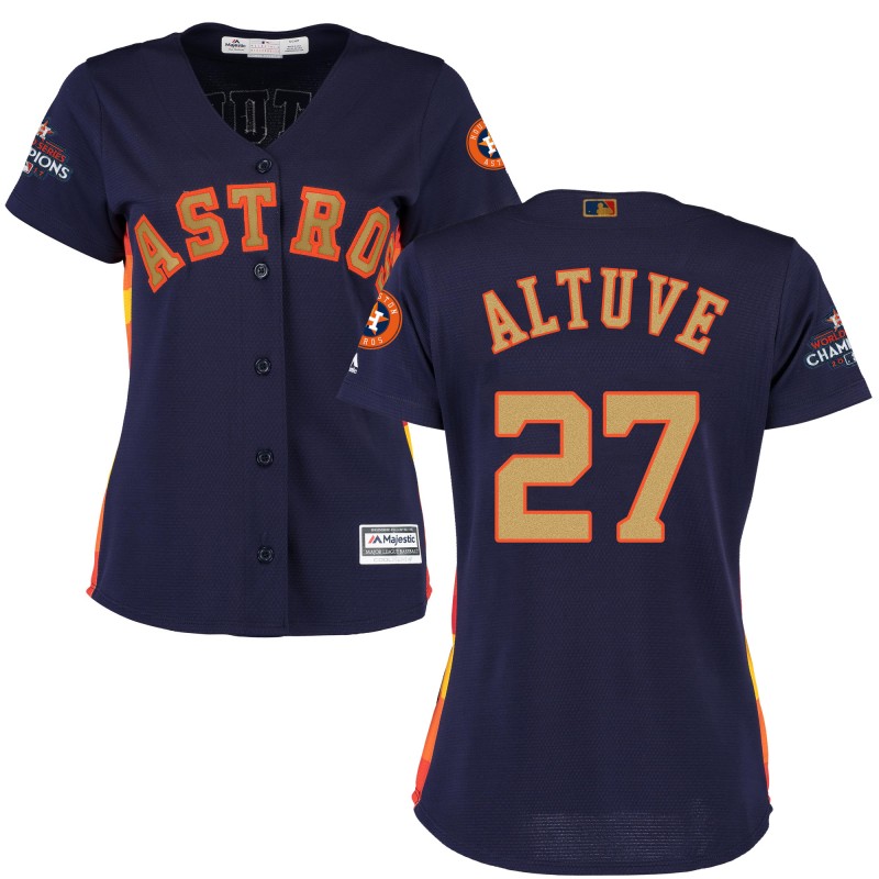 Women's Houston Astros #27 Jose Altuve Navy 2018 Gold Program Cool Base Stitched MLB Jersey