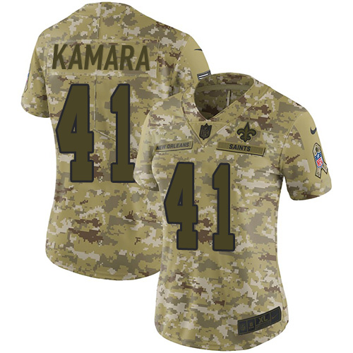 Women's New Orleans Saints #41 Alvin Kamara 2018 Camo Salute To Service Limited Stitched NFL Jersey